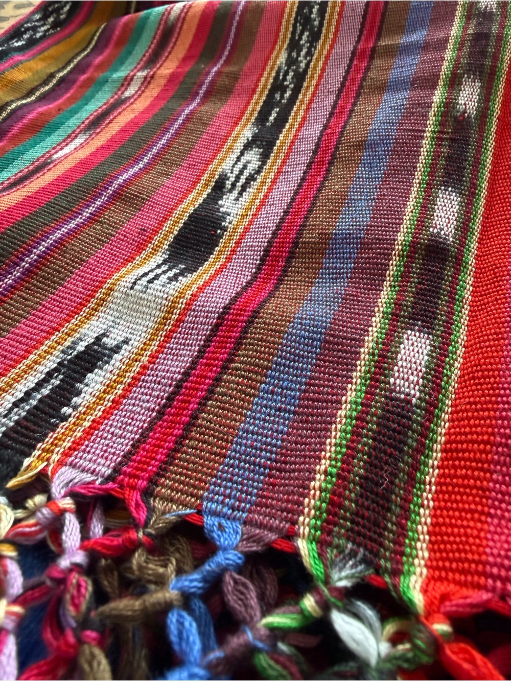 Nena & Co. Handwoven Multicolor Striped Throw - Red, Pink, Brown, Blue, Green